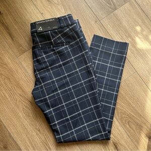 Banana Republic Women’s Sloan Plaid Low Waist Blue Pants - Dark Blue